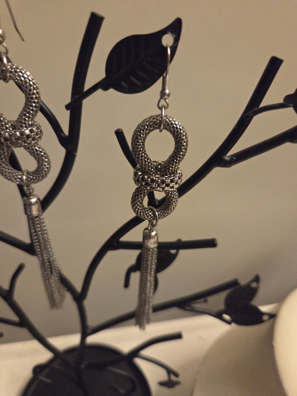 Silver tassel earrings